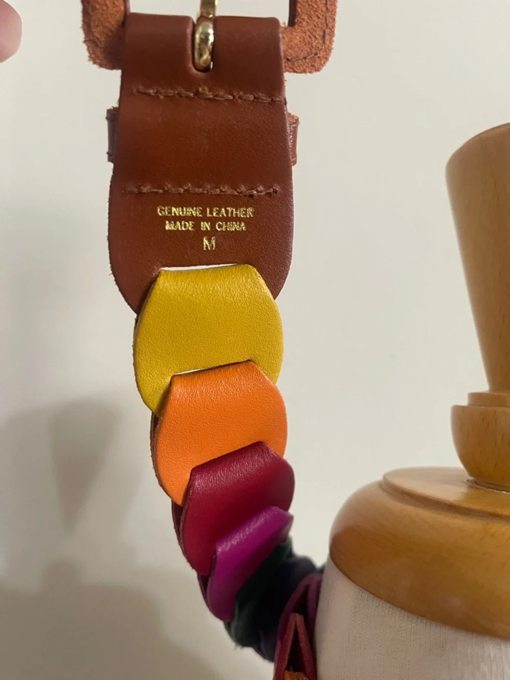 Brown & Multi Colored Rainbow Panel Leather Belt